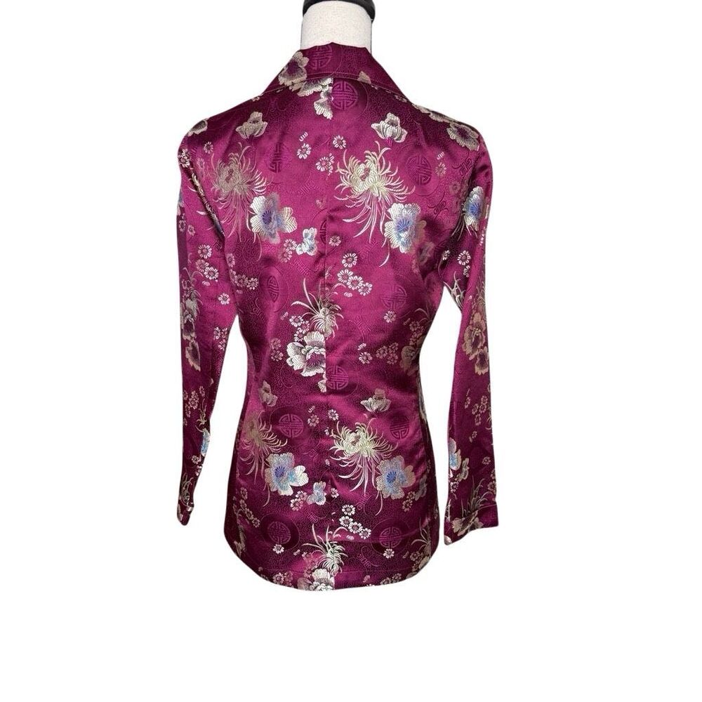 Chico's Magenta Floral Satin Blazer - Picture 5 of 12